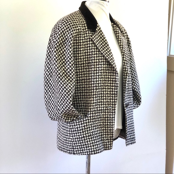 Vintage Max Mara Wool Hounds Tooth Jacket 14 - Picture 5 of 8